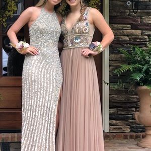 Nude Beaded Sherri Hill Prom Dress